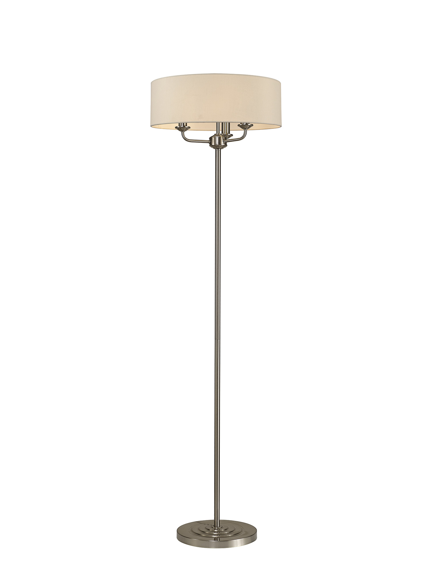 DK0924  Banyan 45cm 3 Light Floor Lamp Satin Nickel, Ivory Pearl